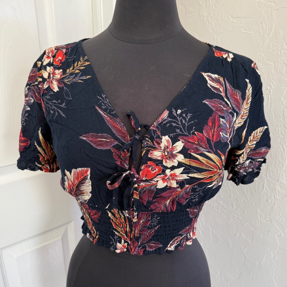 Patrons of Peace floral black crop top